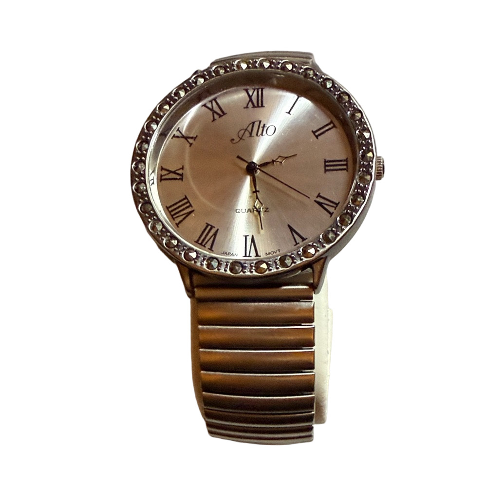 Alto Silvertone Watch with marcasite Accents